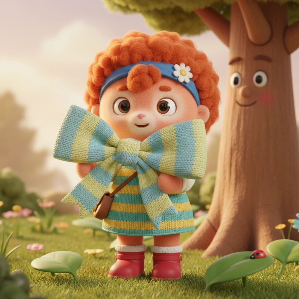 With a final, careful tug, the bow held! Rose beamed, her face lighting up with a mixture of surprise and immense pride. She had done it, even if it took a few tries and lots of patience.