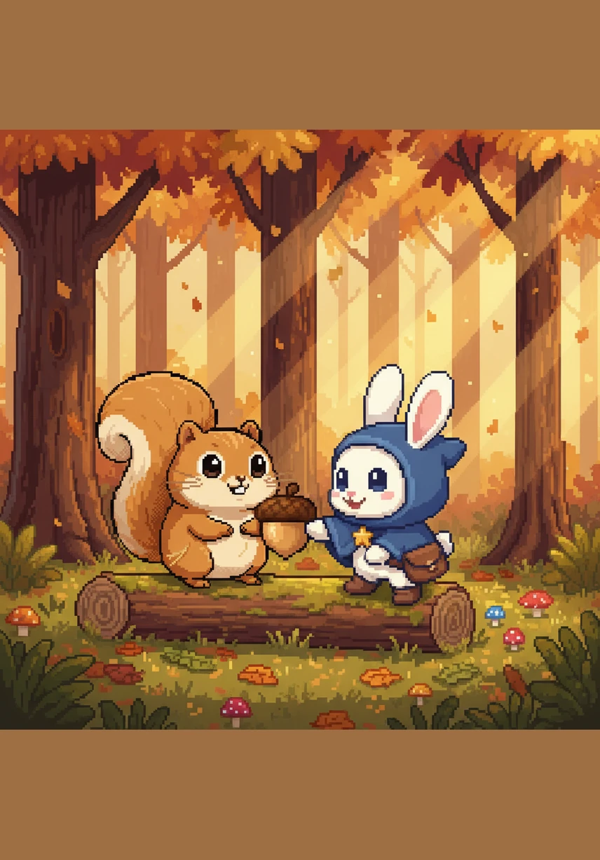 太阳慢慢升高,两个好朋友手拉手走在森林的小路上。它们明白,最好的礼物从来不是昂贵的宝物,而是伙伴之间的陪伴,和一起度过的每一段温暖时光。