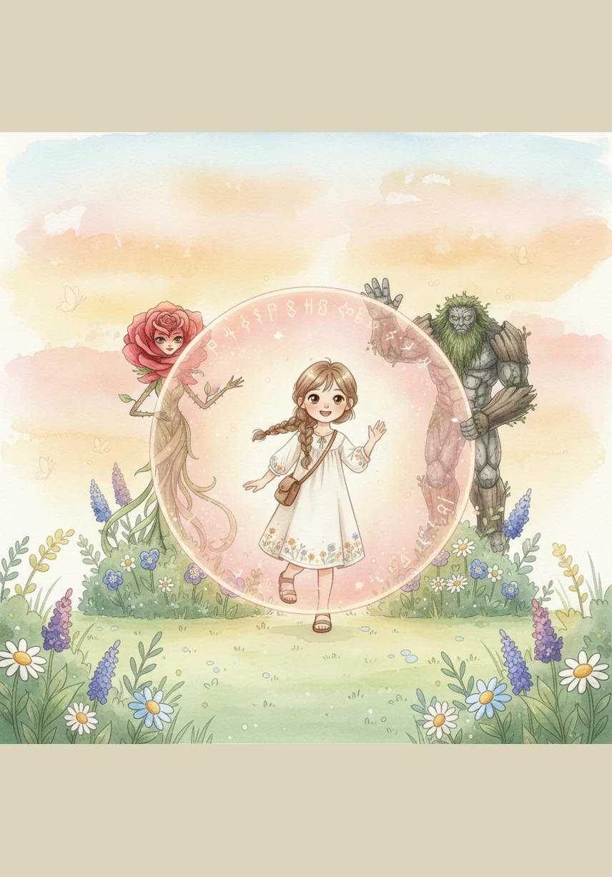 The portal gently carried Lily back to her own garden just as the sun began to set. Though the rose was now silent, its petals remained a deep, magical crimson that never faded. Lily smiled, knowing that magic wasn't just in another world, but lived in every leaf and breeze she encountered.