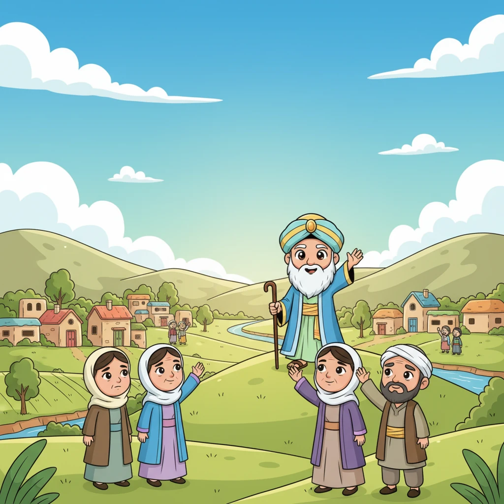 As Moin grew, his desire to help grew even stronger. He decided to embark on a journey, to learn more about the world and find new ways to bring joy to people, waving goodbye to his village with a determined spirit.