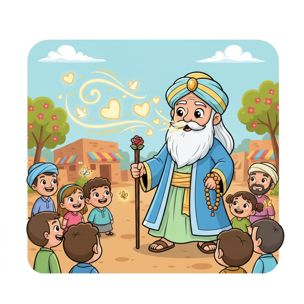 Moin began to share simple lessons of love, peace, and looking after one another. He spoke with a gentle voice, and his words were like warm sunshine, melting away worries and bringing smiles to tired faces.