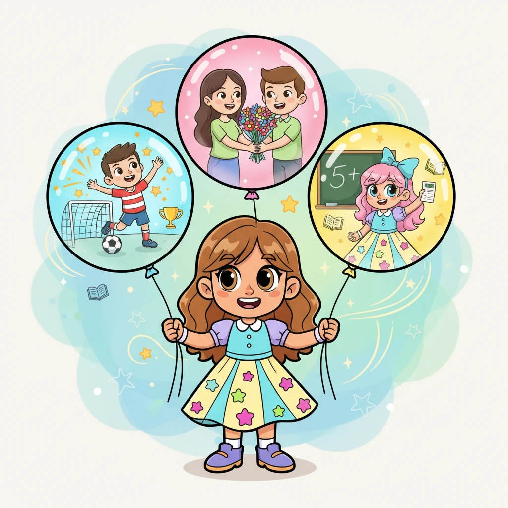 Қуаныш ұстаған шардың ішінен Дәулеттің футбол ойнап, жеңіске жеткен сәті көрінді. Содан кейін Дарынның анасына гүл сыйлағаны, ал Камшаттың мектепте бестік алған сәті жарқырап шықты. Әр шар бір қуанышты оқиғаны баяндады.