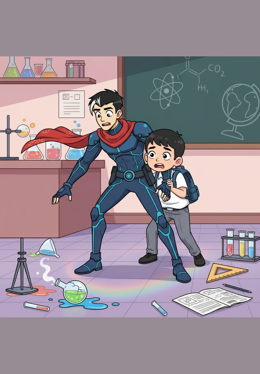 虽然校服弄脏了，但李责责拍拍胸口庆幸蛋还完好。李任任在一旁竖起大拇指，两人意识到，要保护好这颗脆弱的蛋，接下来的每一步都要像走钢丝一样谨慎。