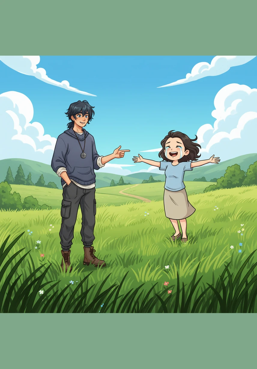 In the sprawling green fields of a digital battleground, Kaito and Hana first crossed paths. Amidst the ruins and rolling hills of their favorite game, they found a connection that went far beyond the competition.
