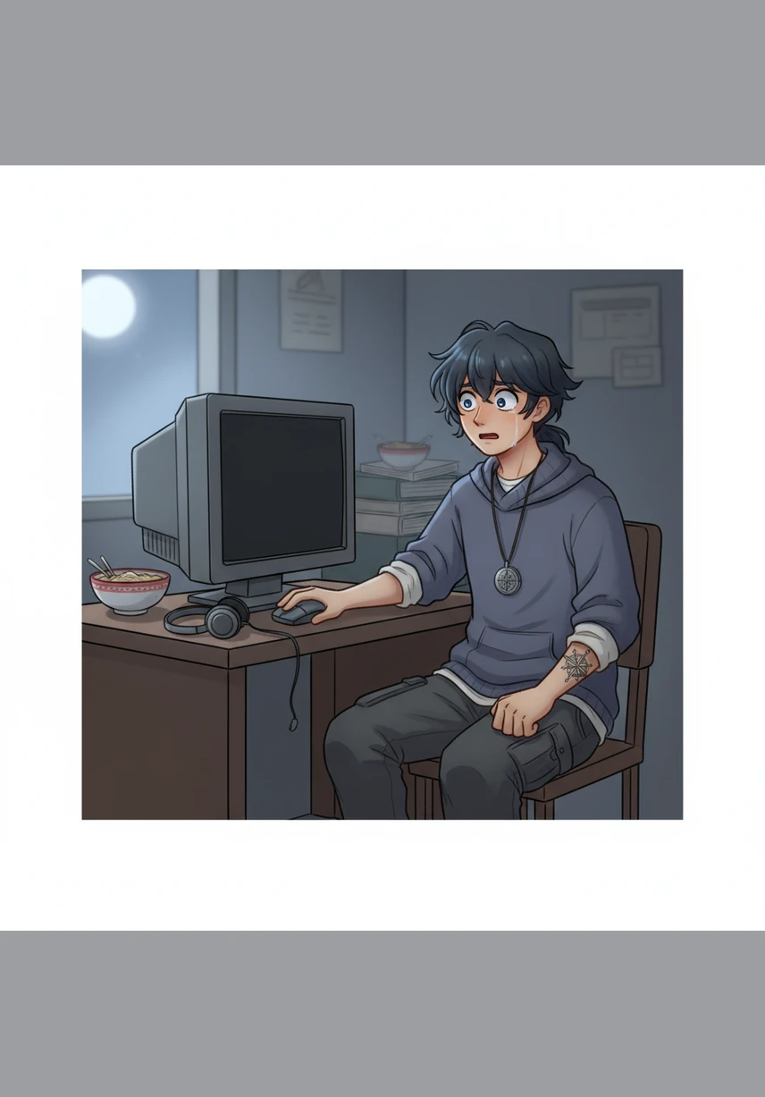 Suddenly, a frantic call from work pulled Hana away from her desk, forcing her to disappear into an urgent crisis. The screen went dark, and the digital world felt cold and empty without her presence.