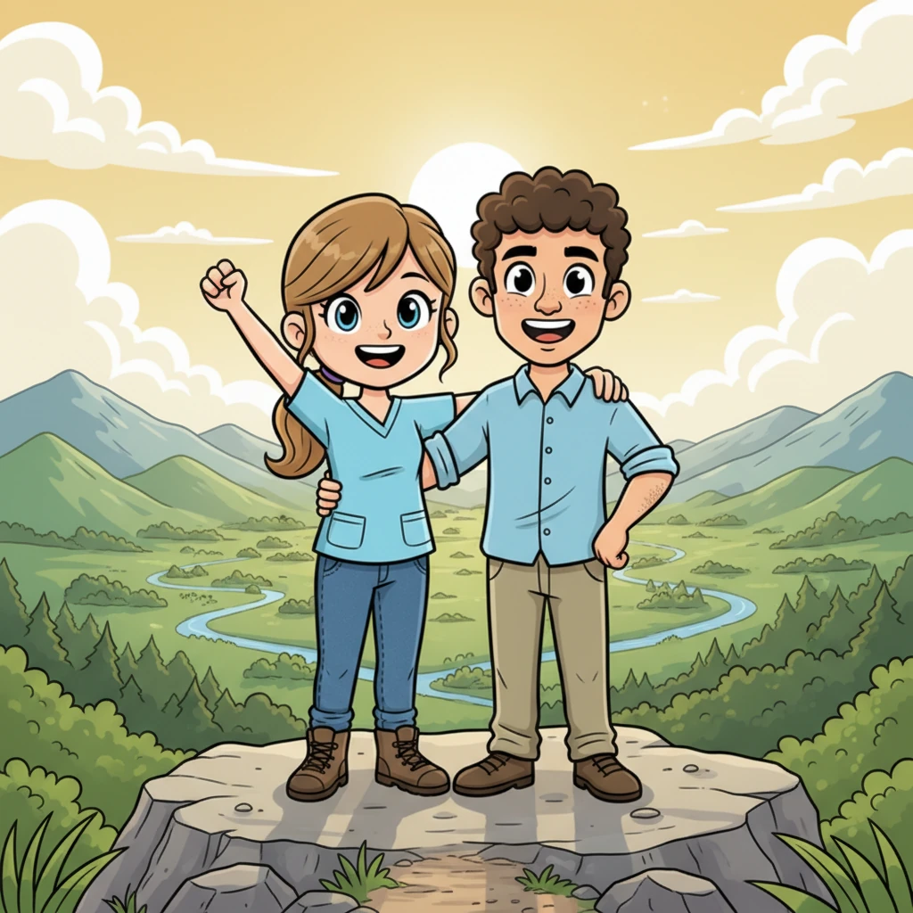 One sunny afternoon, Beth and Matt donned their hiking boots and explored winding trails. They playfully raced up a steep path, their laughter echoing through the trees. Reaching a breathtaking viewpoint, they shared a happy, shared moment of triumph.
