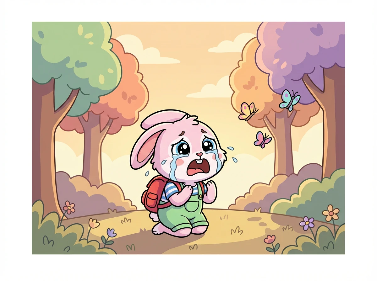 Suatu sore, mereka tersesat di hutan karena mengejar kupu-kupu. Rara mulai panik dan menangis.