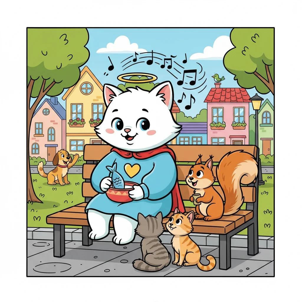Macsi's kindness spread throughout the neighborhood. She'd share her food with hungry stray cats and purr comforting songs to lonely squirrels. Everyone knew they could always count on Macsi.