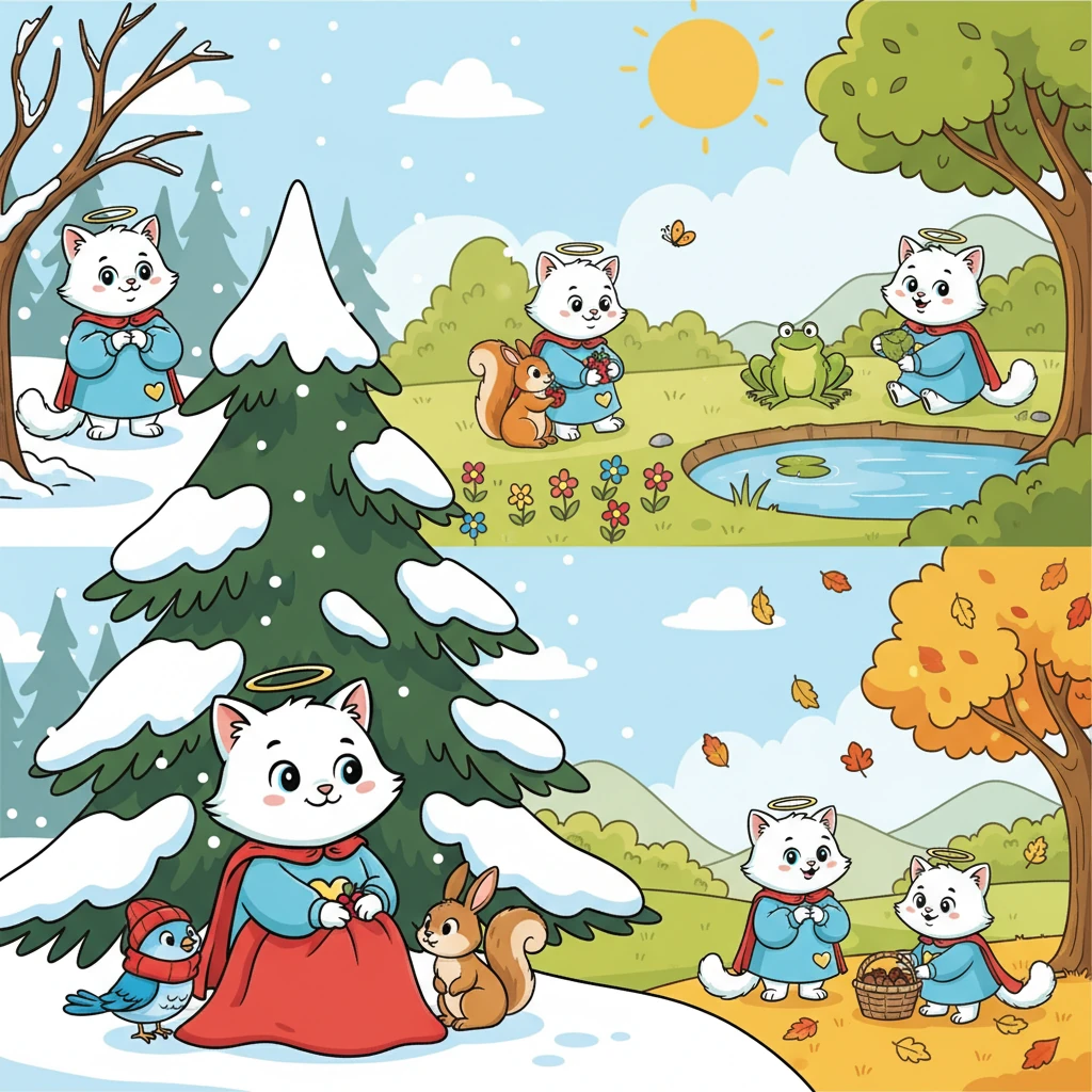 The seasons changed, and Macsi grew older, but her heart remained as warm as ever. She continued to look after others, offering comfort and companionship to all creatures great and small.