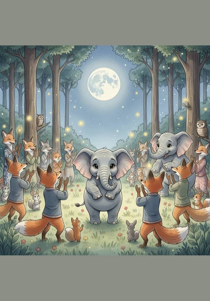 When she finished her final bow, the entire forest erupted in thunderous cheers, and even the skeptical foxes clapped their paws in wonder. Ella smiled brightly under the moonlight, knowing she had proven that any dream is possible if you simply believe in yourself.