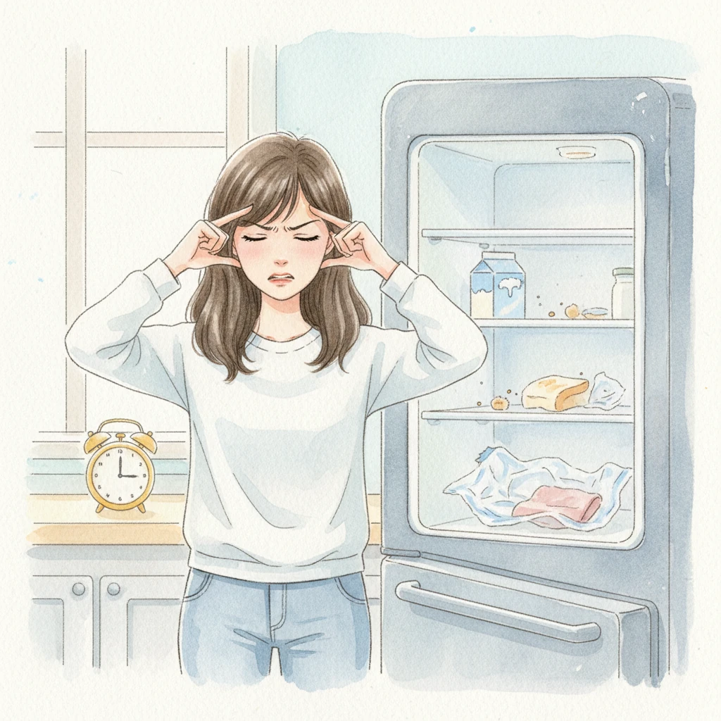 林晓烦躁地按了按太阳穴，试图驱赶这恼人的噪音。这冰冷的金属盒子，从一周前开始，就变得诡异起来。牛奶、面包、甚至半包火腿，都会凭空消失，留下她对记忆力的怀疑。