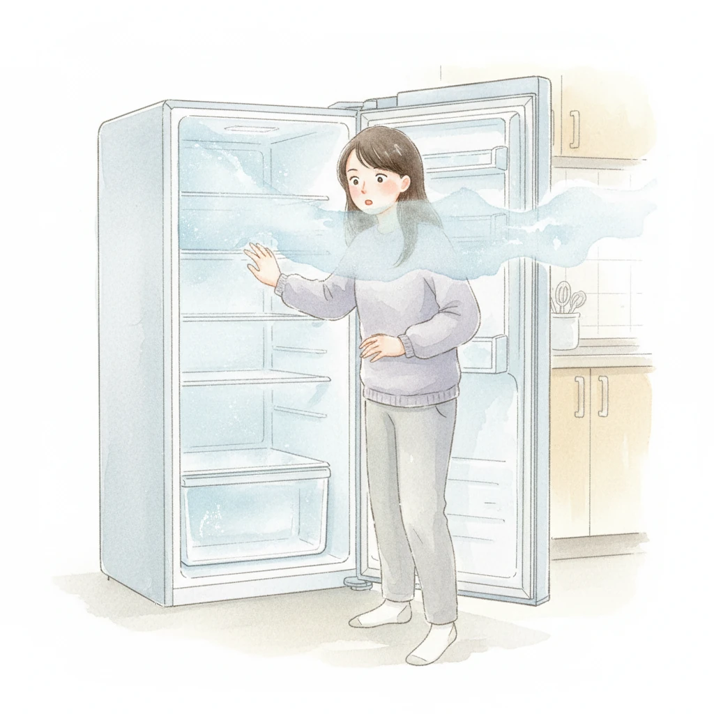 今天早上，当她拉开冰箱门，一股混杂着冰霜和某种难以言喻的金属腥气的冷风扑面而来。里面，空空如也，所有的隔层、抽屉都干干净净。她愣住了，伸手去摸内壁，冰冷刺骨，却空无一物。