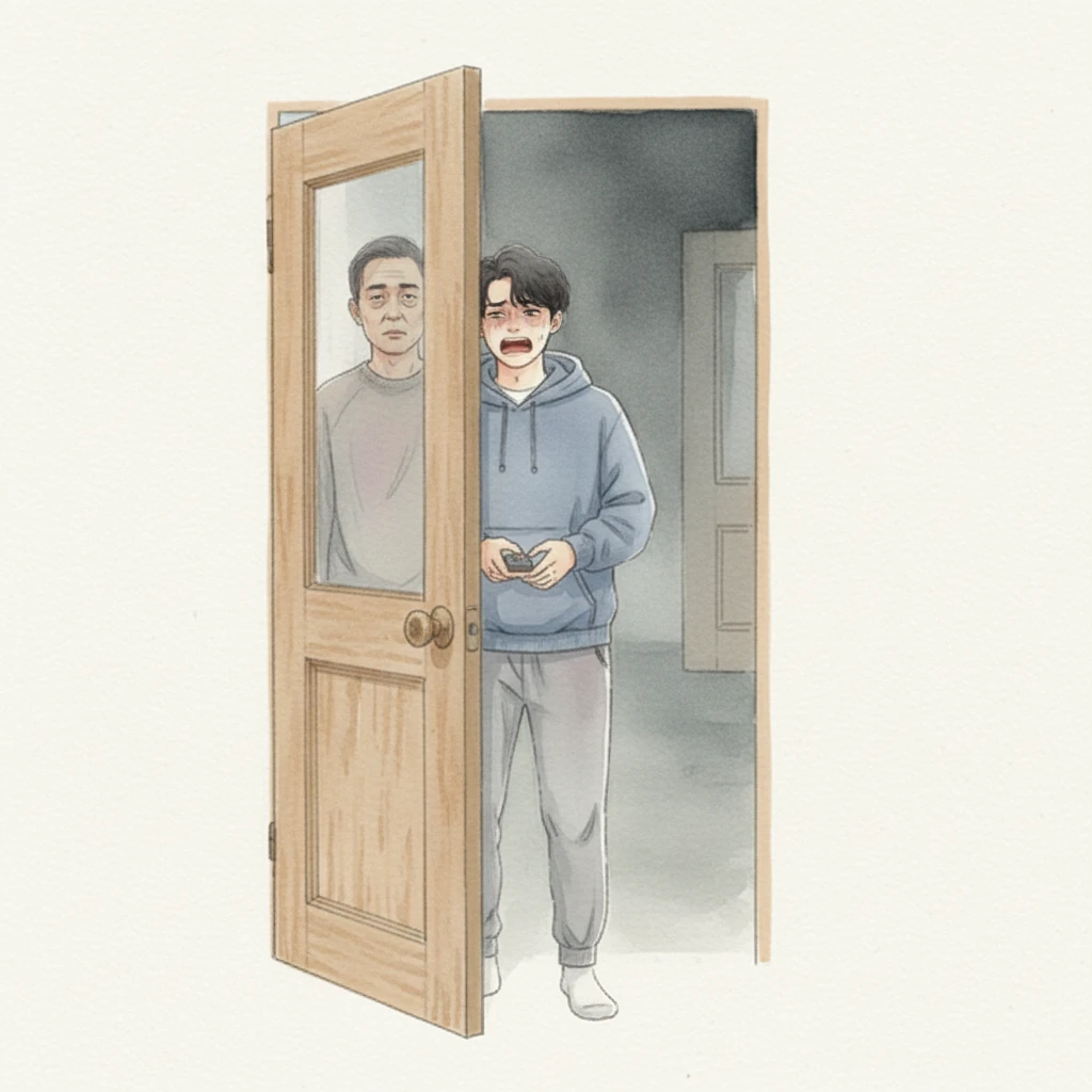 门开了条缝，露出邻居那张轮廓模糊、仿佛蒙着一层灰影的脸。他穿着一件洗得发白的旧睡衣，眼神浑浊，像蒙着雾的玻璃珠。林晓张了张嘴，喉咙却像被砂纸磨过，只能发出嘶哑的几个字：“冰箱……我的冰箱……不见了。”