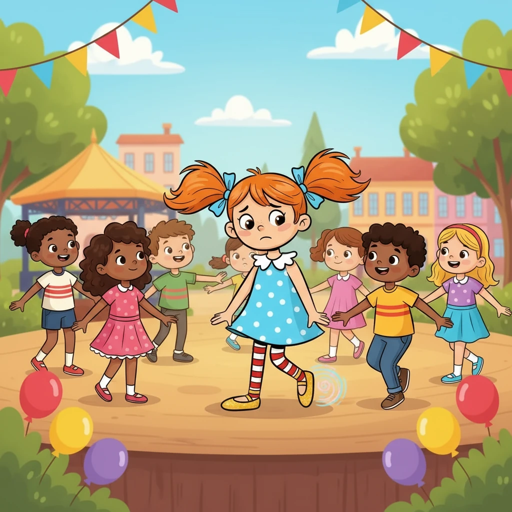 Черевичок був особливим, він допомагав Софійці тримати рівновагу. Дівчинка боялася, що інші діти будуть сміятися, не зможе танцювати, як усі. Вона відчувала себе самотньою серед веселощів.