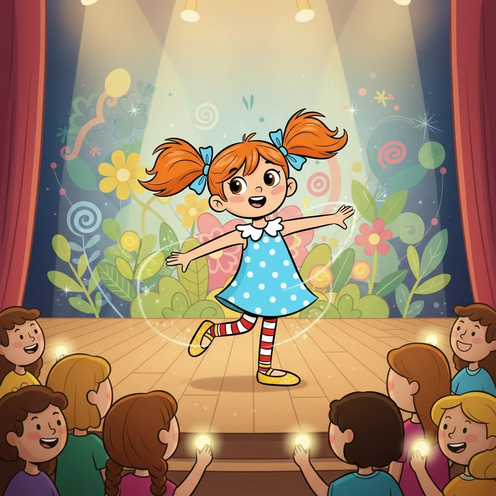 Настав день свята. Усі діти з нетерпінням чекали на виступ. Коли зазвучала музика, Софійка, сяючи, вийшла на сцену. Її рухи були ніжні та чарівні, а танець називався «Дружба».