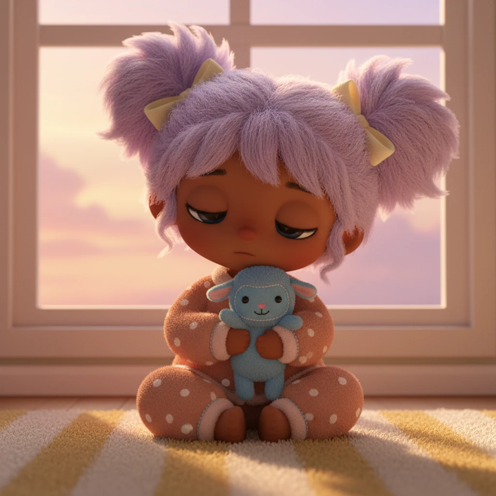 The sun starts to set, painting the sky in soft pink and orange hues. Lila feels sleepy now, her eyelids getting heavy. She wants to lull her doll to sleep, just like her mom does for her.