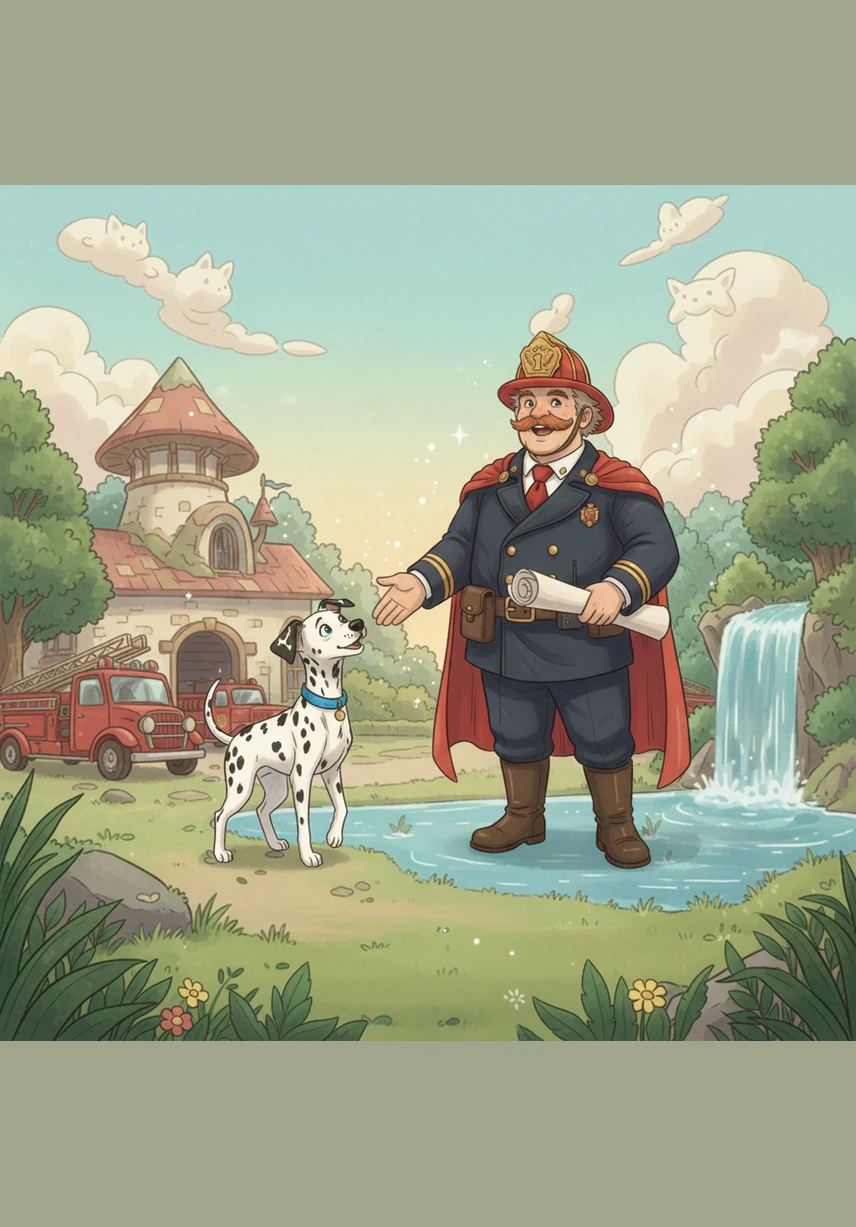 Chief Miller greets them at the entrance with a booming voice and a friendly wave. His most notable feature is a thick, bushy mustache that looks exactly like a fuzzy brown caterpillar resting on his lip.