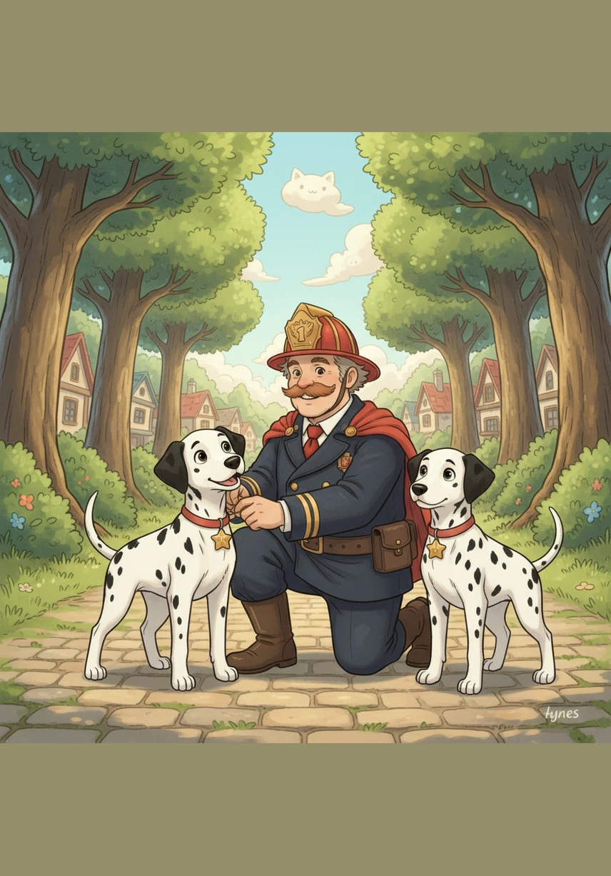 Chief Miller pulls two shiny plastic badges from his pocket and pins them to the puppies' collars. Bobby and Matrix walk home proudly in the sun, having learned that honesty and teamwork make them true heroes.
