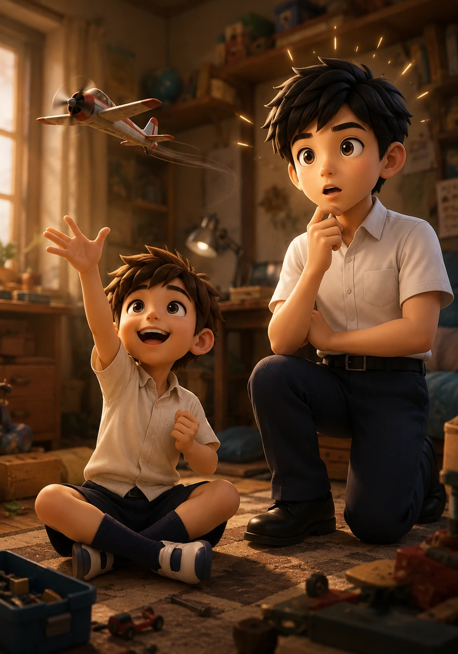 While watching a small boy patiently try to repair his broken toy airplane, Kaito is struck by the child's focus and eventual joy when it finally flies. Suddenly, a spark ignites in Kaito’s eyes, and he realizes he doesn’t need cosmic battles; he needs to tell a story with genuine, relatable human emotion.