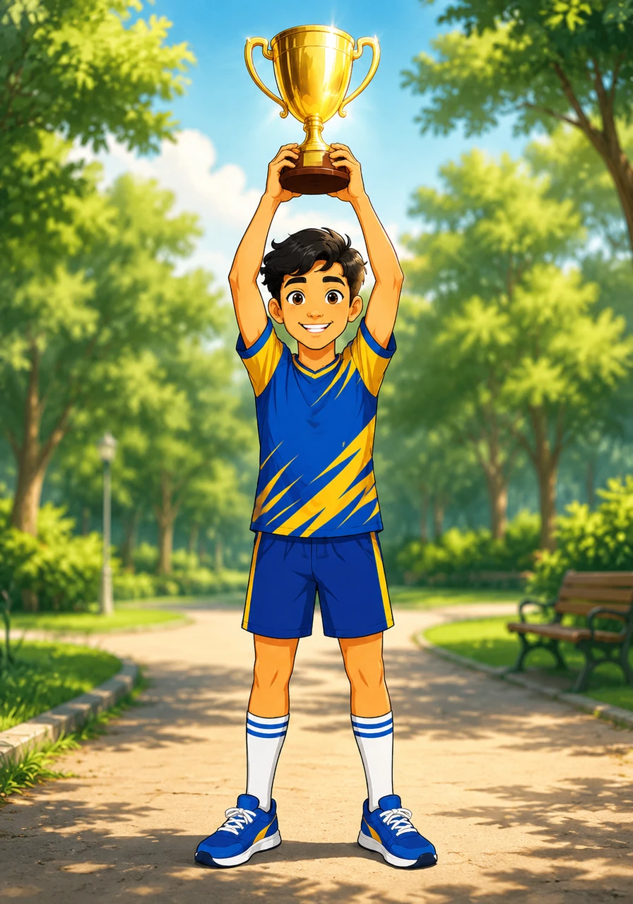 Holding the shining championship trophy high, Salman feels immense joy but knows this is just the beginning of his journey. The very next afternoon, he returns to the park to practice, fully believing that true success is built on persistent hard work.