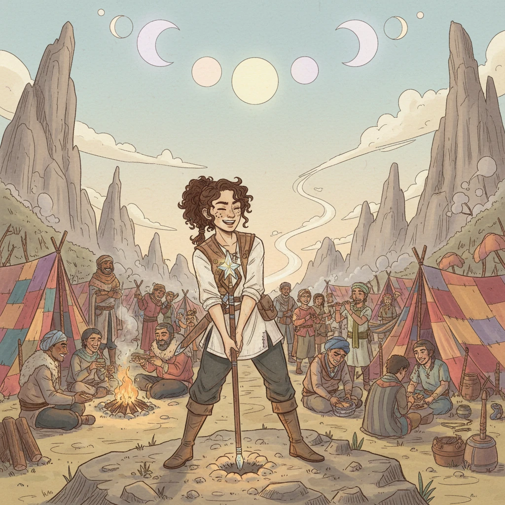 In a world of shifting peaks and skyward rivers, the Mysterious Nine Moons Archipelago was home to a vibrant, boisterous crew of twenty travelers. They hailed from icy plains and sun-drenched deserts, a motley group whose paths had converged on a single island, forging an unbreakable bond. Their camp was a lively hub, a testament to their diverse origins and shared spirit.