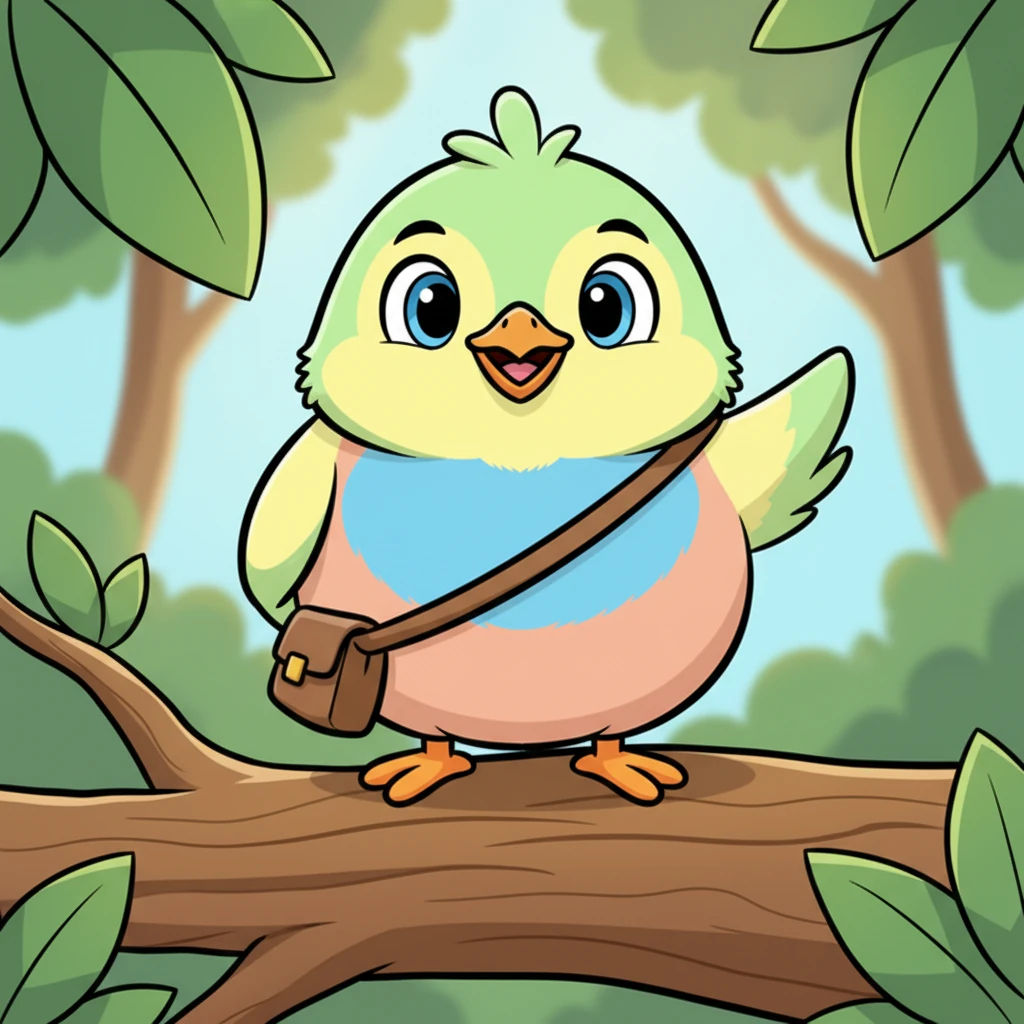 Pip landed softly on a lower, wider branch, a bit ruffled but perfectly fine. His eyes were wide, but a spark of determination quickly replaced his fear. He shook his head, refusing to give up.