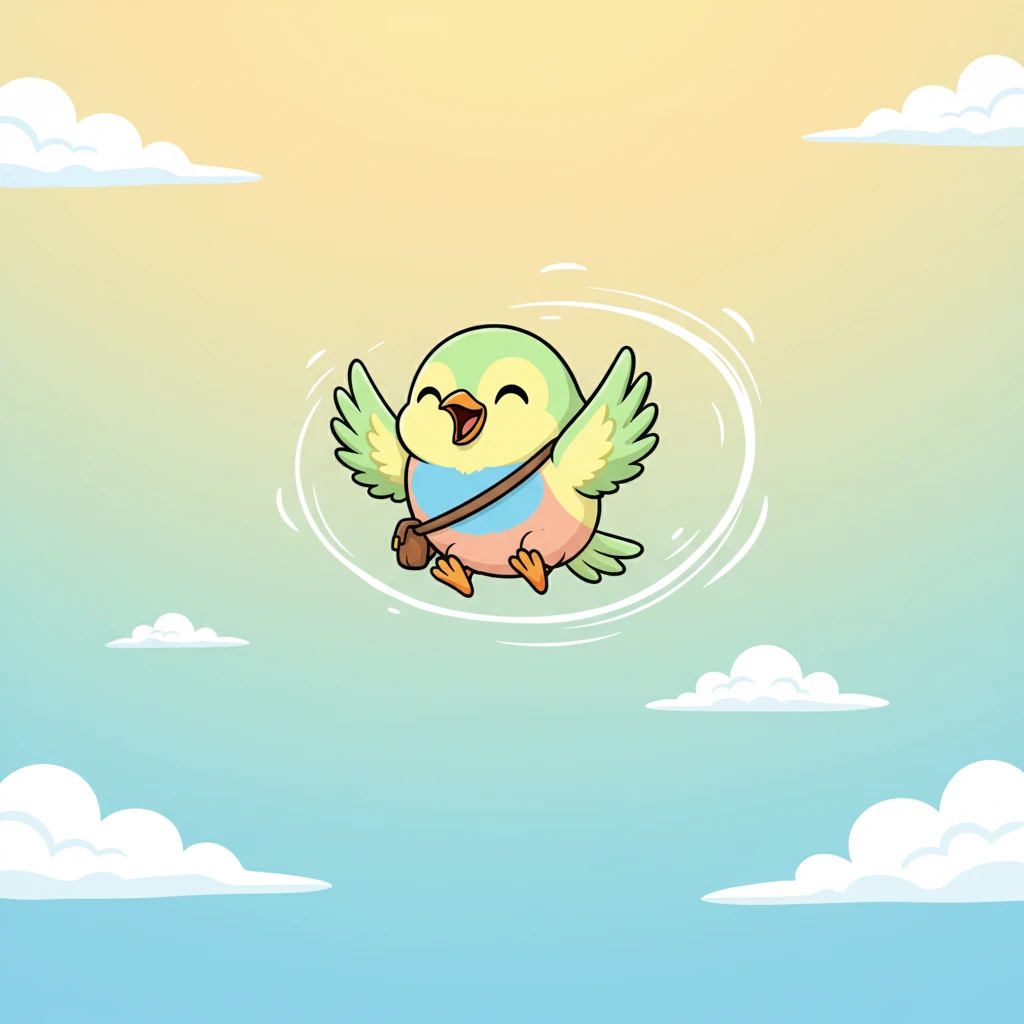 Higher and higher he soared, a tiny speck of blue against the vast, sunny sky. "I can fly! I can fly!" Pip sang out, his joyful chirps echoing through the air. He looped and twirled, a true sky dancer.