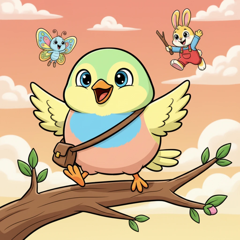 With a big, proud smile on his beak, Pip gracefully landed back on his original branch. He had conquered his fear and discovered the amazing power of his own wings. He was brave, and he was very, very proud of himself.