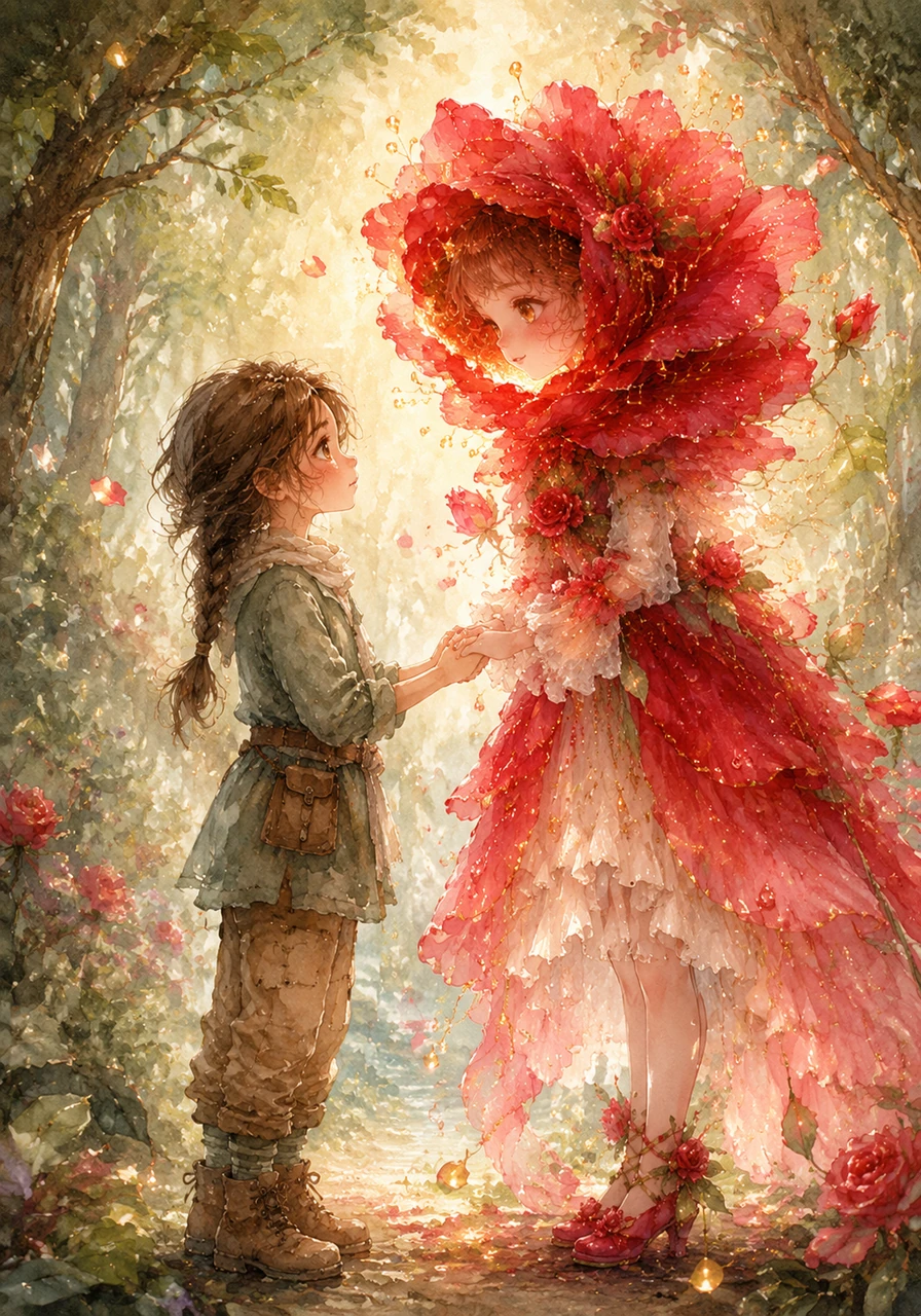 Elena, con el corazón encogido por la tristeza, sintió una gran determinación y prometió a Rosalis que haría todo lo posible por salvar su mundo. Rosalis, agradecida por la pureza del corazón de la niña, le dijo que la clave estaba en encontrar el 'Corazón del Sueño', un cristal perdido en el mundo mágico.