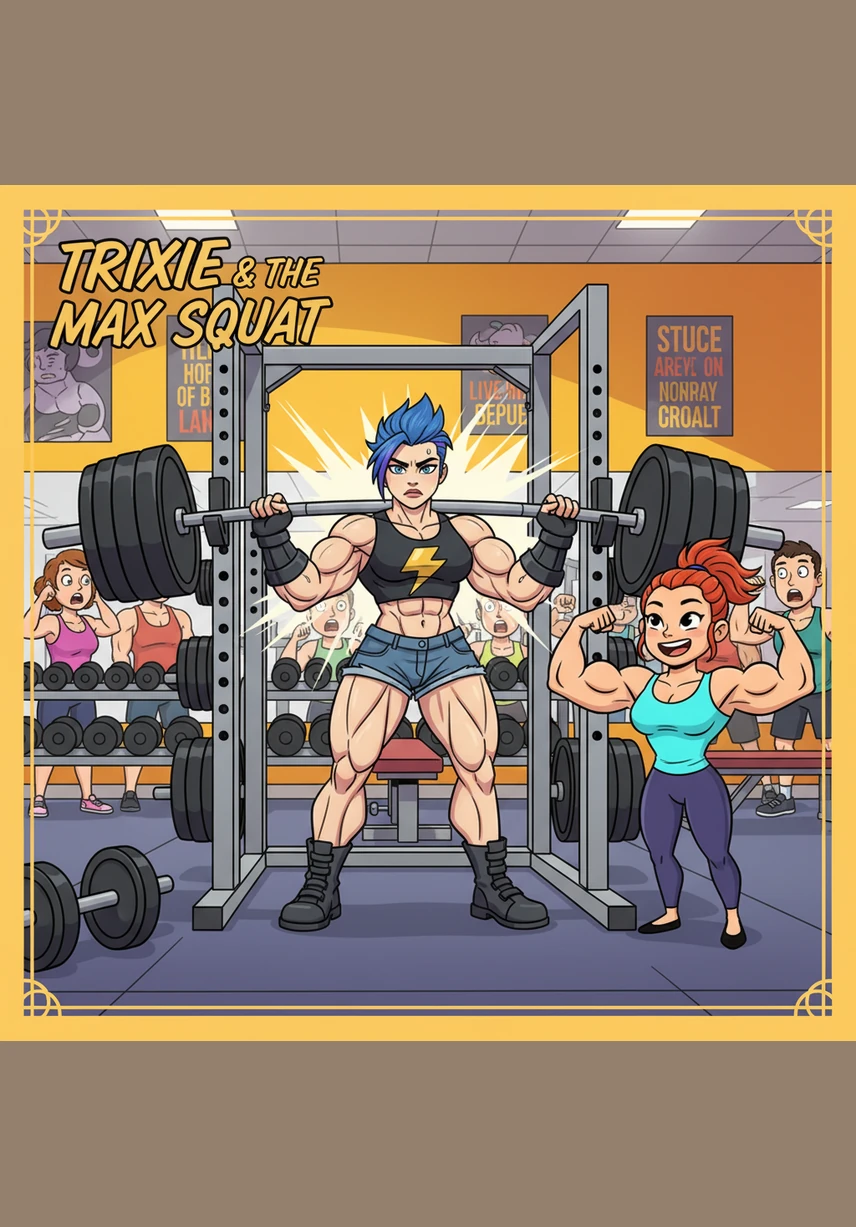 The weights get heavier, but Trixie’s resolve only grows stronger as she moves to the heavy lifting station. As she lifts a thick barbell, her arms strain with intense effort, revealing powerful lines and impressive muscle definition that she never thought possible. Beads of sweat roll down her face, marking her dedication to the grind.