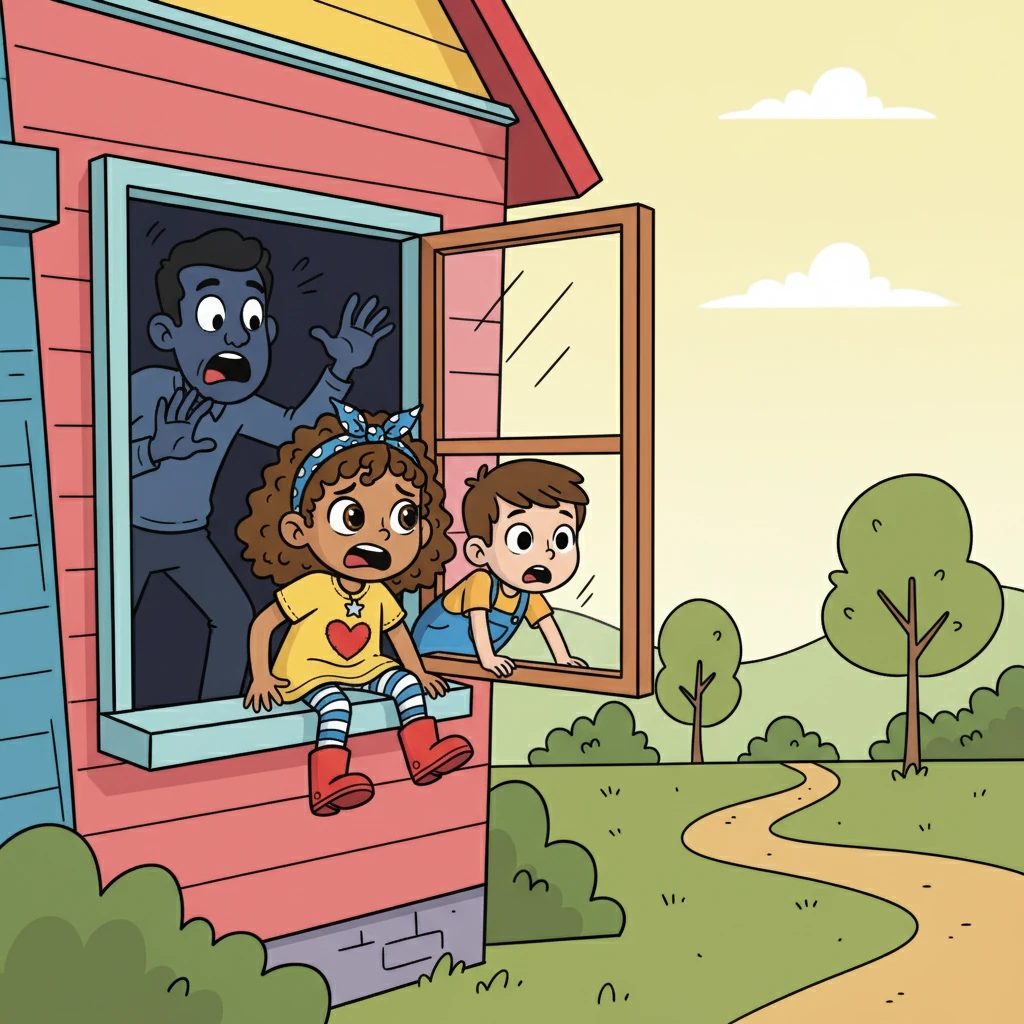 “Everyone outside! Now!” Mr. Karim shouted, his voice filled with urgency. Laila and Adam, startled, looked at their parents with wide, frightened eyes.