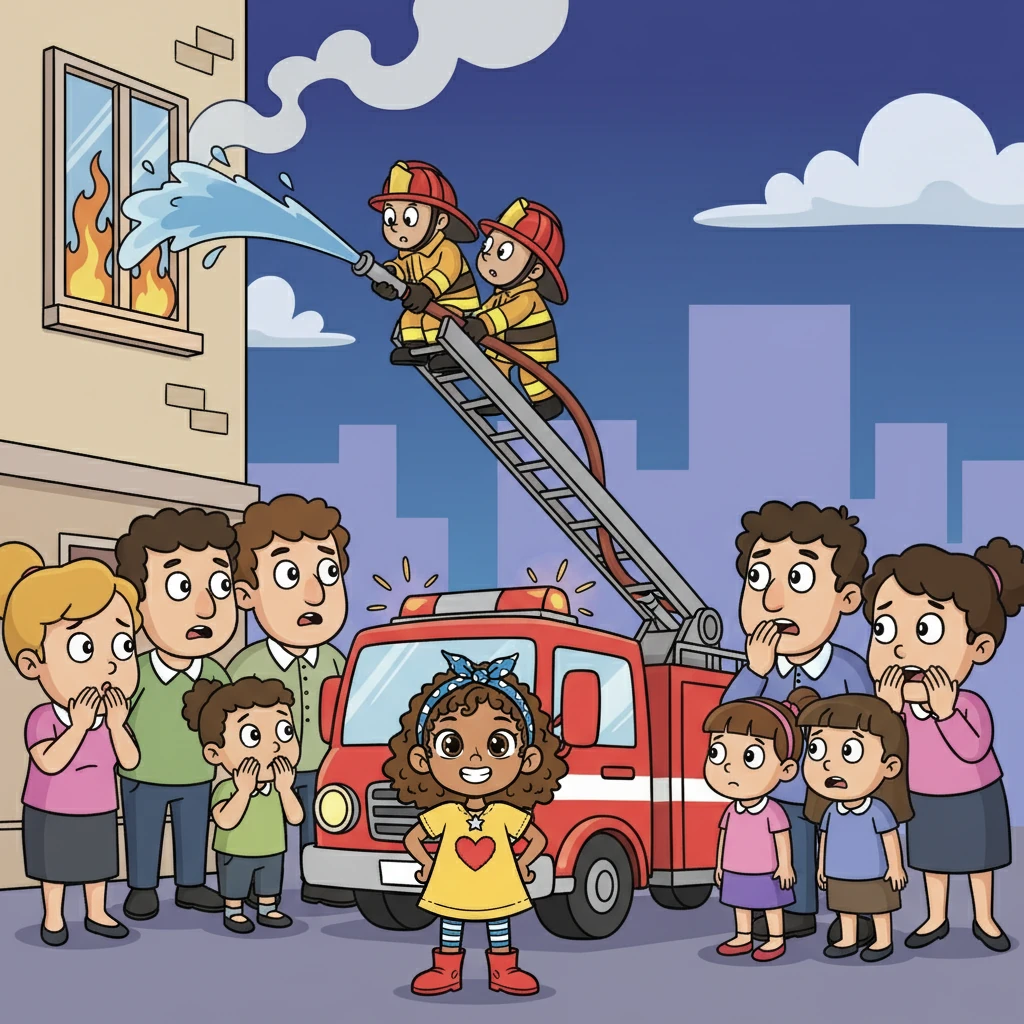 More people gathered, watching with worried faces, hoping the firefighters would succeed. The children watched, their fear mixed with a sense of awe at the firefighters' courage.