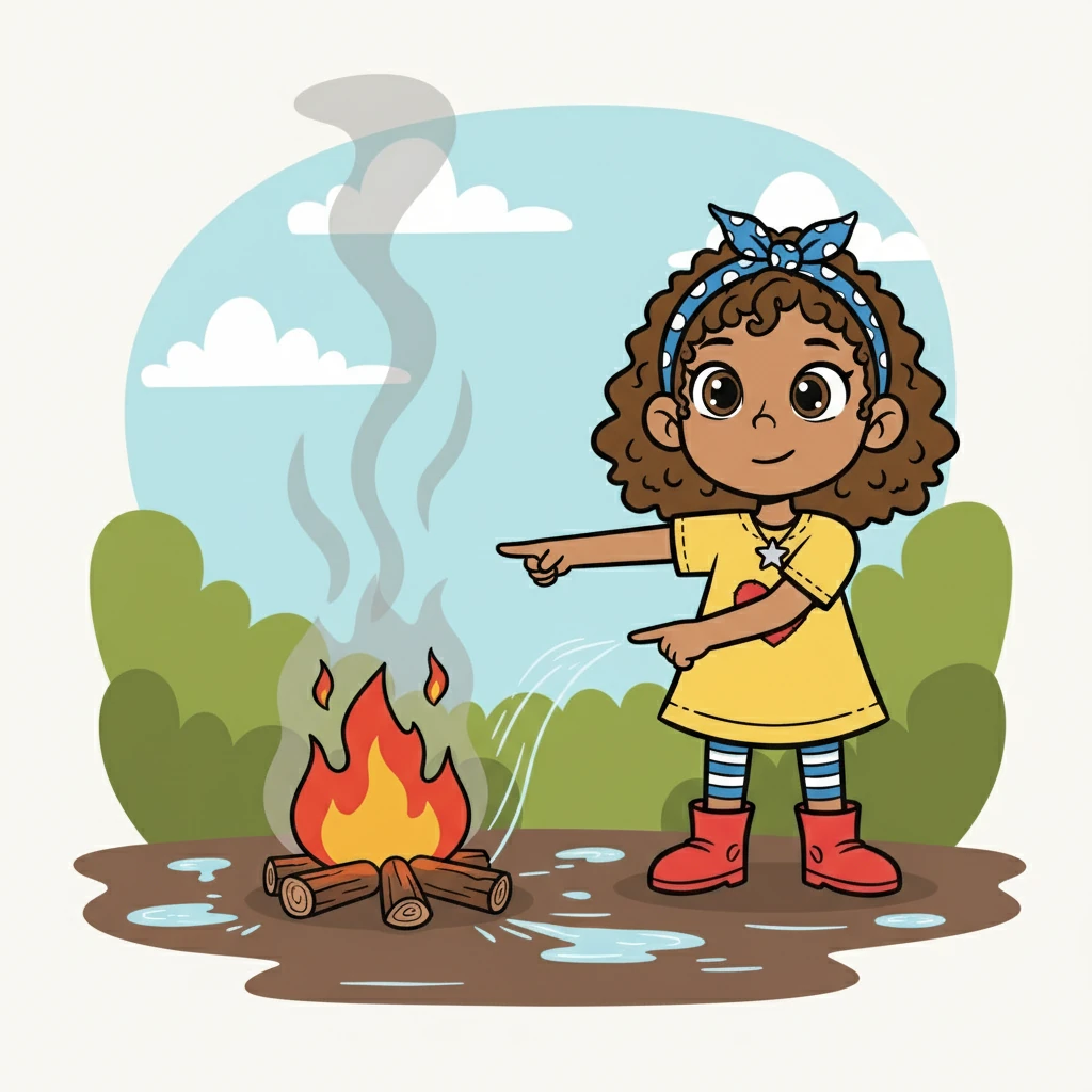 Slowly, the water began to control the fire. The bright flames turned smaller, and the smoke started to fade. The children watched, their fear slowly subsiding as the fire began to diminish.