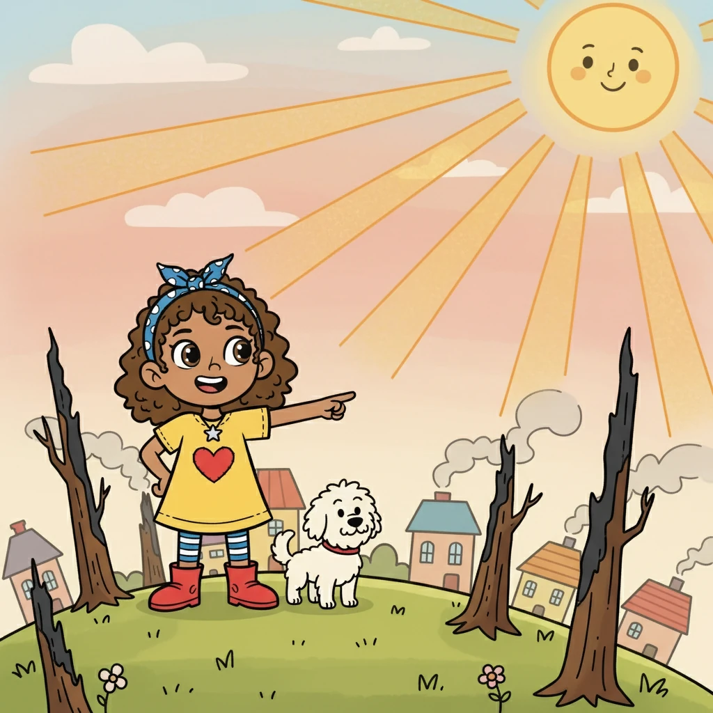 The next morning, the sun rose, casting a warm glow on the town. The burnt trees stood as a reminder of the night, but also of the strength of their community.