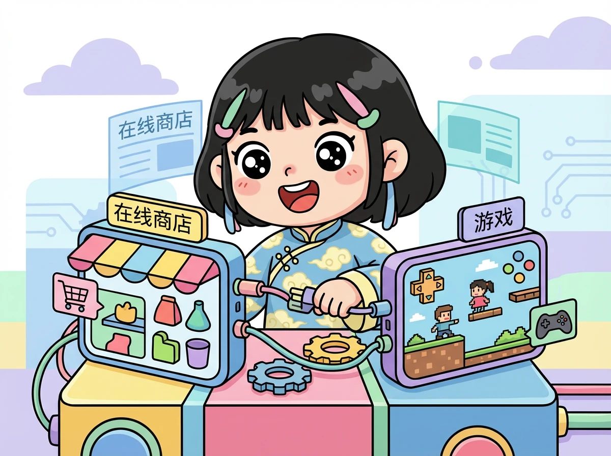 云宝受到了鼓舞，开始尝试搭建更复杂的应用，比如在线商店和游戏。