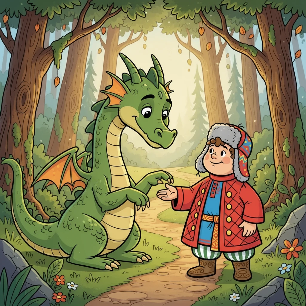 Он проявил храбрость и доброту, и дракон, тронутый его сердцем, позволил Михаилу пройти. Дракон рассказал ему о силе дружбы.
