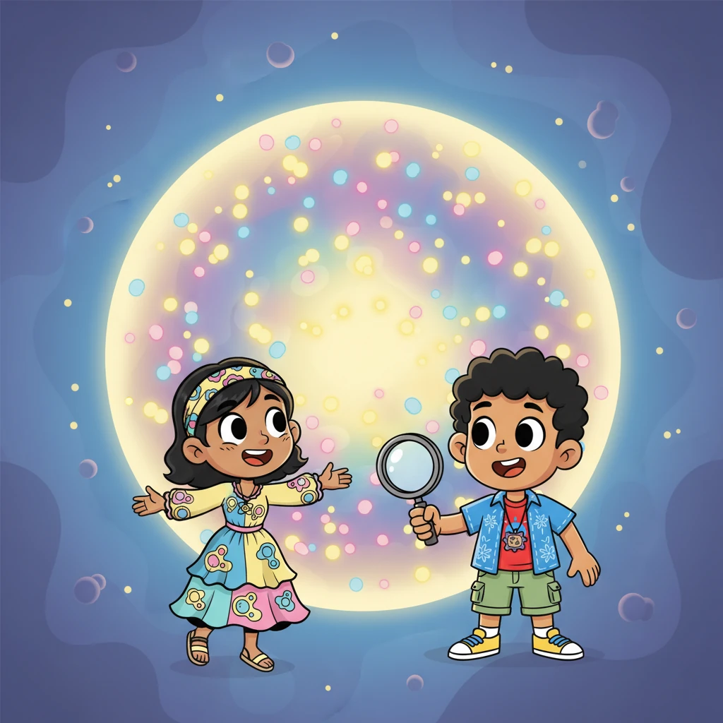 En el centro, vieron una esfera enorme y majestuosa, llena de luces parpadeantes. "¡Este es el núcleo, el cerebro de la célula!", anunció el doctor. "Contiene todas las instrucciones para que la célula sepa qué hacer, como un gran libro de recetas". Celia se maravilló con su tamaño y complejidad.