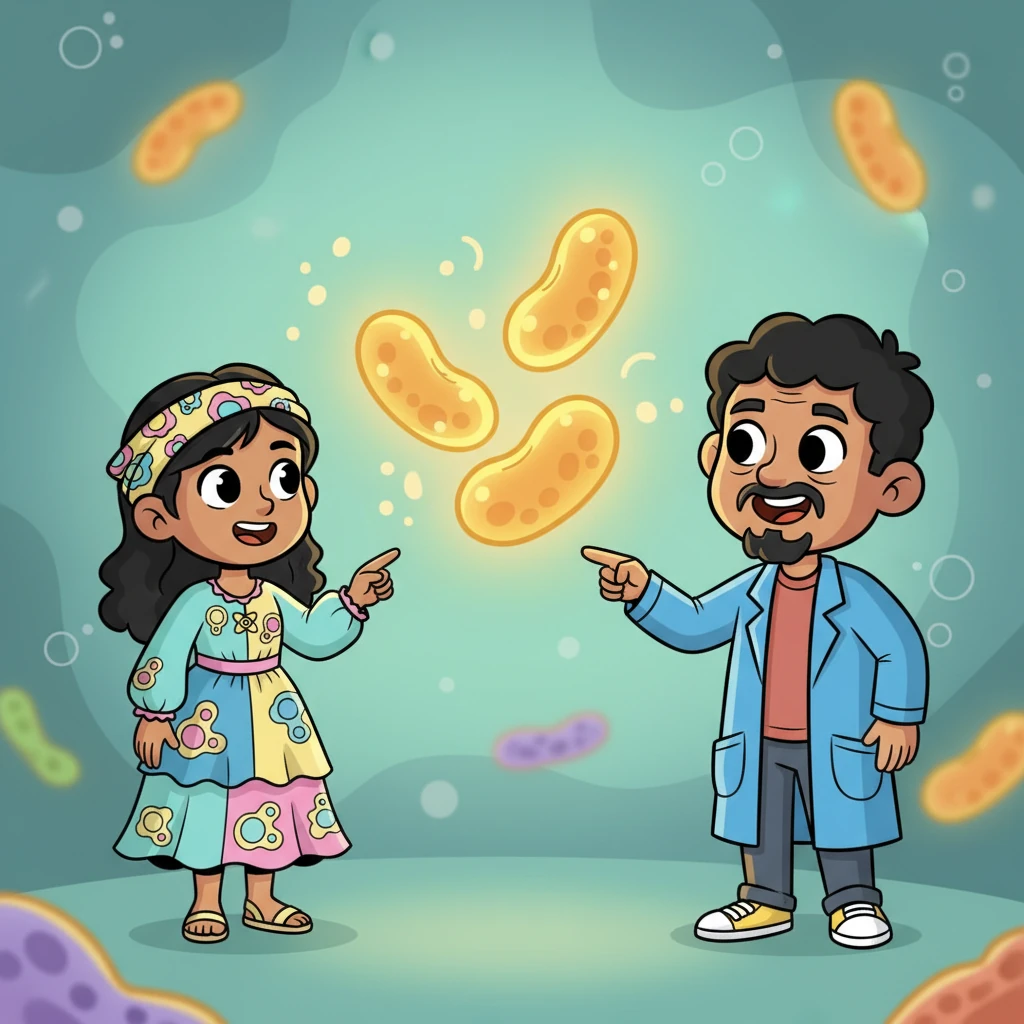 Luego, el Dr. Bio señaló unas estructuras ovaladas que parecían pequeños frijoles energéticos. "¡Estas son las mitocondrias, las centrales eléctricas de la célula!", explicó. "Ellas producen toda la energía que la célula necesita para funcionar, ¡como pequeñas baterías recargables!". Celia las vio brillar con una luz cálida.