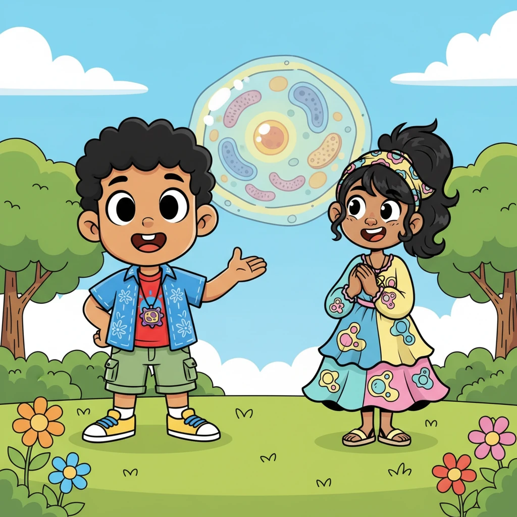 Después de un recorrido asombroso, el Dr. Bio y Celia regresaron a su tamaño normal, llenos de nuevos conocimientos. "¡Ahora entiendo cómo funciona una célula!", exclamó Celia con una sonrisa radiante. Estaba ansiosa por contarles a todos sobre su increíble aventura microscópica y el fascinante mundo interior.