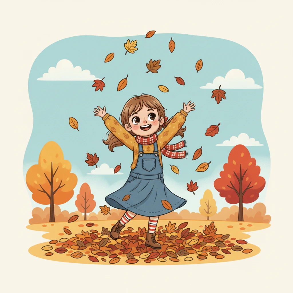 Puis, un jour, avec une petite brise ou juste le temps, les feuilles, devenues fragiles, se détachent doucement de leurs branches. Elles dansent dans l'air et atterrissent en un tapis doux et coloré sur le sol. C'est un grand adieu avant de retrouver la terre.