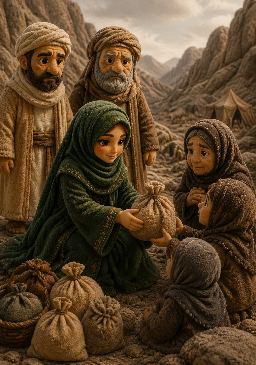 The noble Khadija used her grace and remaining resources to comfort the suffering families, bringing warmth and hope to the bleak valley. Her presence was a pillar of strength, reminding everyone that love and devotion could withstand the harshest economic pressures.