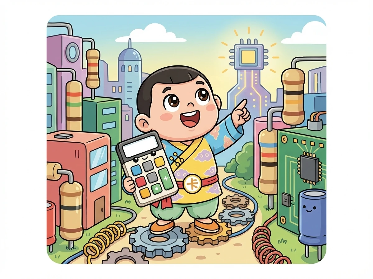 在一个充满电子元件的小镇里，住着一个名叫卡卡的计算器。他梦想着能像其他电子产品一样，拥有自己的冒险。