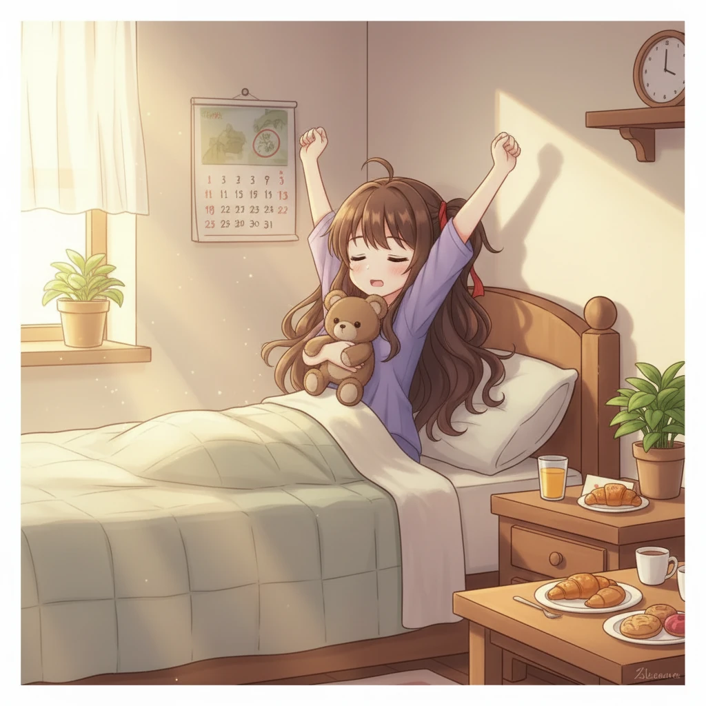 Ilona, a kislány, álmosan kinyitja a szemét. Kis, göndör fürtjei szanaszét állnak a párnán, és egy nagyot nyújtózkodik, mielőtt kikászálódna az ágyból. Az aranyos plüssmackója még szorosan öleli.