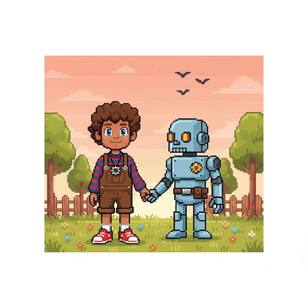 As the sun rises, painting the morning sky with soft colors, Arsen and Robo stand hand-in-hand in the peaceful yard. Birds fly overhead, and the sounds of nature fill the air. Their quiet moment speaks of a profound connection, a true friendship born not of shared biology, but of shared hearts.