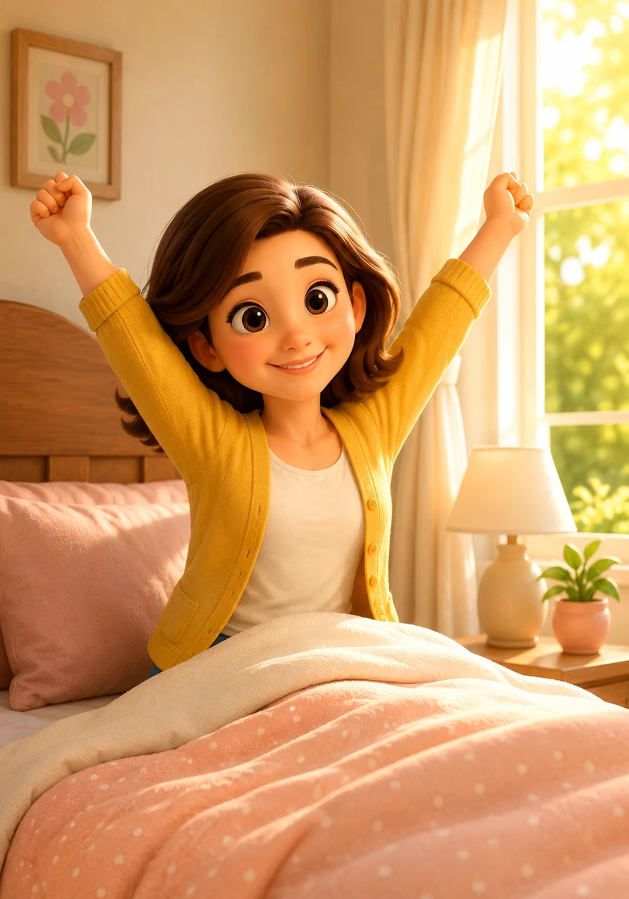 The next morning, Lily woke up feeling lighter and brighter than she had in days. She stretched towards the sunlight streaming in, her tummy finally feeling quiet and calm.