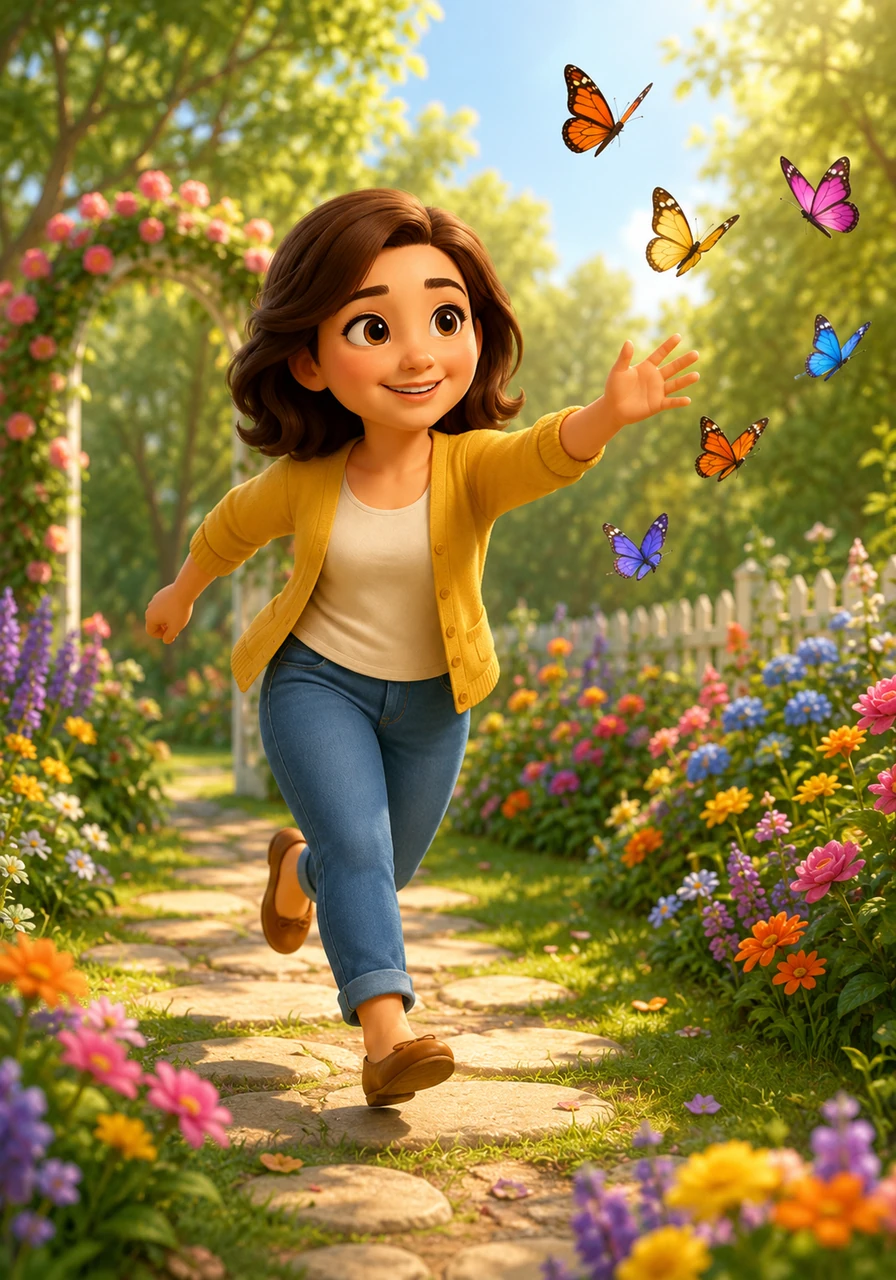 Lily ran outside to chase the happy, dancing butterflies, a joyful bounce in her step and a big, healthy grin on her face, ready for a brand new, wonderful day!