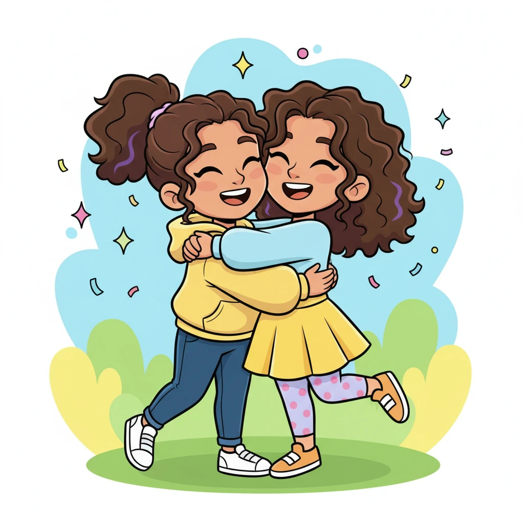 With their mystery solved, Lucy and Maria hugged, their bond feeling even stronger now that they understood the science behind their unique connection. They knew that whether 50% or 100% the same, their twin-tastic friendship and family love were truly one of a kind. They continued to celebrate their amazing selves, ready for more adventures!