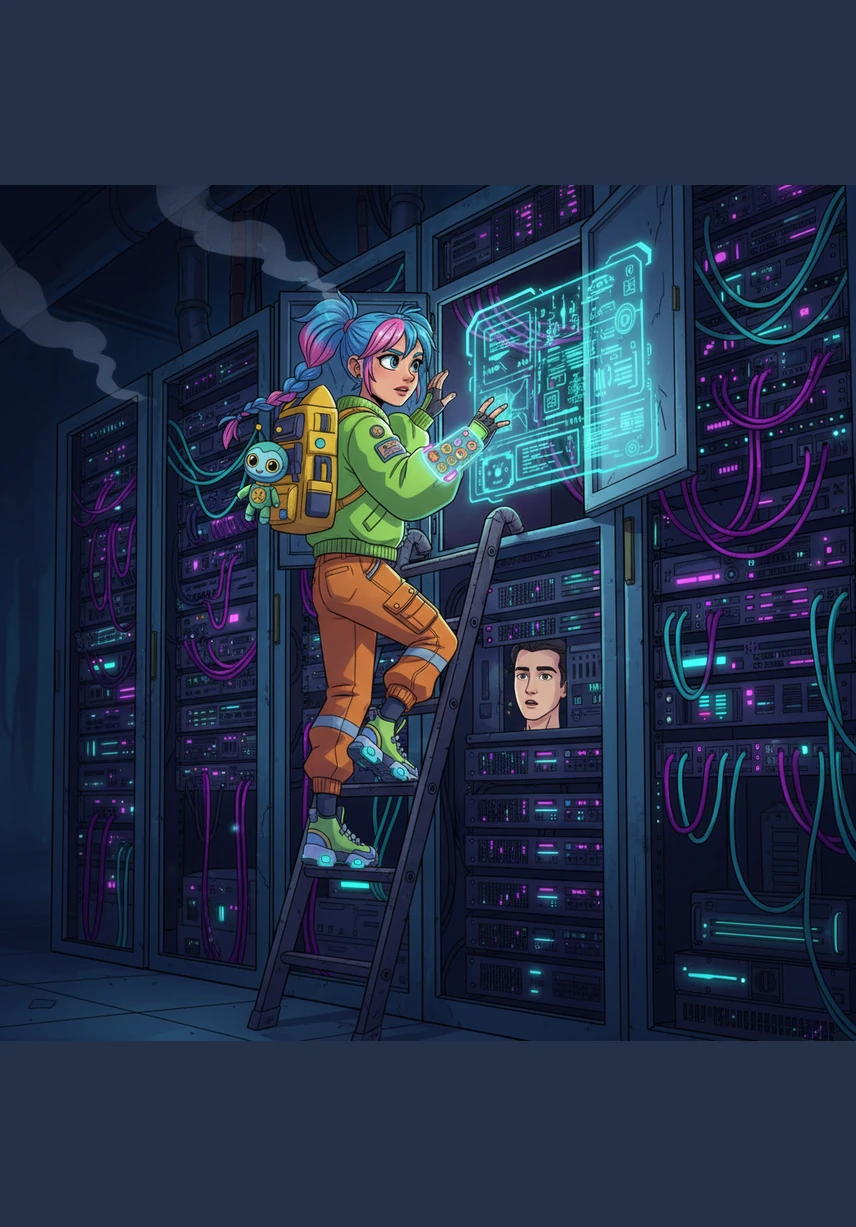 Elara climbs a rolling ladder to the highest, most shadowed shelves, searching for something that isn't a simple charm or a lucky coin. She realizes that the stranger’s void mirrors her own, and a standard talisman will never be enough for a soul that feels hollow.