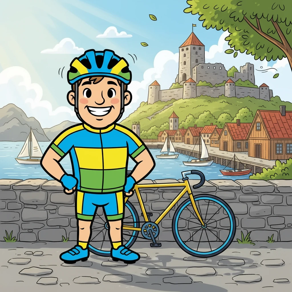 Yevhenii, en mann på snart 40, står klar i Tønsberg med sykkelen sin. Solen skinner og en mild bris kiler i håret hans. Han smiler bredt, klar for eventyret som venter.