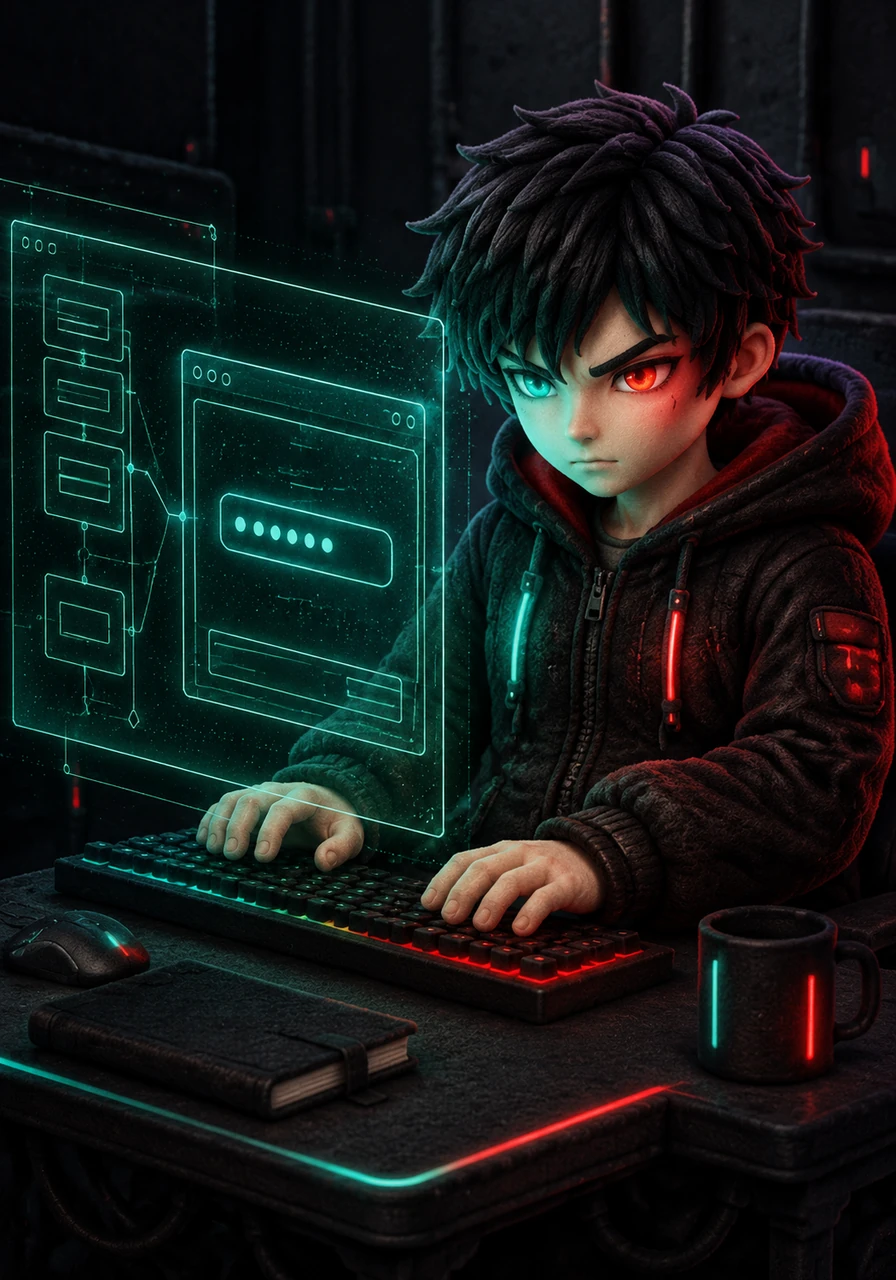 With a few swift keystrokes, he designs the XML layout, envisioning a sleek, dark interface that feels like a secret underground terminal. The blueprint of the password field starts to take shape in the void of his editor.